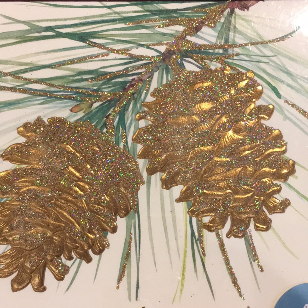 Papyrus Christmas Winter Holiday Glittering Pine Cones Greeting Cards NW… - Picture 2 of 12